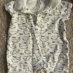 Janie and Jack Whale Pattern Bodysuit - White and Navy